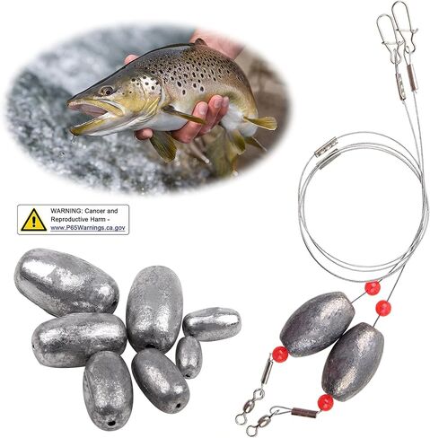 Egg Fishing Sinker Weight Rigs- 4/8pcs Flounder Rig Saltwater Stainless Steel Fishing Wire Leader with Egg Sinker Fishing Swivel Snap Connector for Trout Bottom Fishing in Saudi Arabia