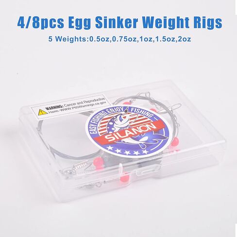 Egg Fishing Sinker Weight Rigs- 4/8pcs Flounder Rig Saltwater Stainless Steel Fishing Wire Leader with Egg Sinker Fishing Swivel Snap Connector for Trout Bottom Fishing in Saudi Arabia