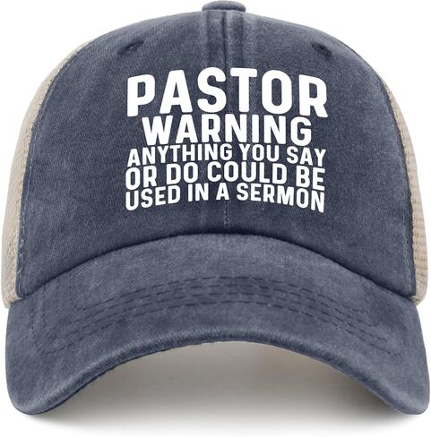 Pastor Warning Anything You SAY OR DO Could BE Used in A Sermon Trucker Hat Women Vintage Mesh Hat for Summer in Saudi Arabia