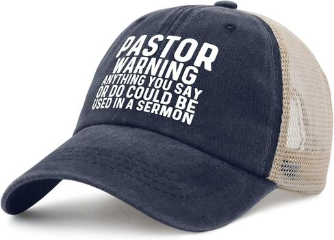 Pastor Warning Anything You SAY OR DO Could BE Used in A Sermon Trucker Hat Women Vintage Mesh Hat for Summer in Saudi Arabia