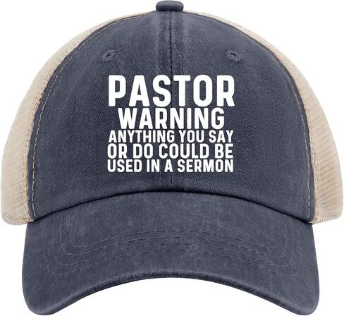 Pastor Warning Anything You SAY OR DO Could BE Used in A Sermon Trucker Hat Women Vintage Mesh Hat for Summer in Saudi Arabia