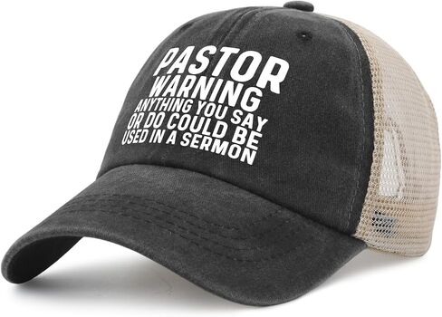 Pastor Warning Anything You SAY OR DO Could BE Used in A Sermon Trucker Hat Women Vintage Mesh Hat for Summer in Saudi Arabia