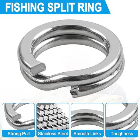 Fishing Treble Hooks Kit,190pcs Round Bend Treble Hooks with Split Rings High Carbon Steel Triple Hooks Fishing Lures Baits Saltwater Freshwater Fishing Gear in Saudi Arabia