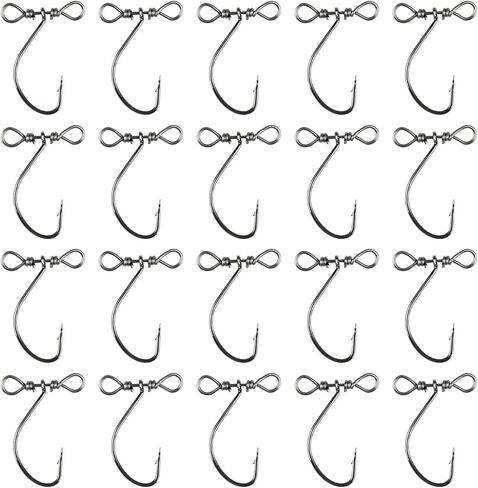 20 Pcs Drop Shot Hook, High-Carbon Steel in-Line Catfish Rig Fishing Lure Worm Hooks with Swivels for Bass Perch Drop Texas, Fast and Easy to Use for Serious Anglers Fly Fishing Enthusiasts in Saudi Arabia