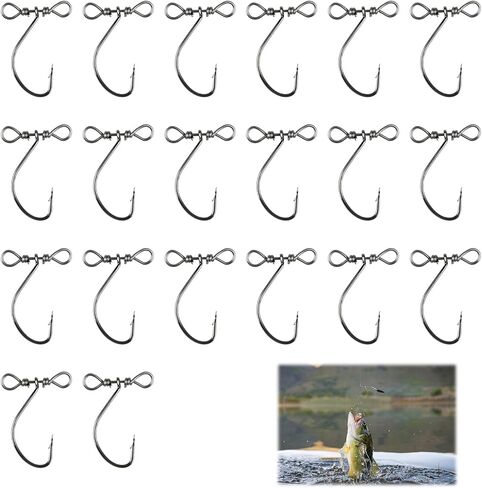 20 Pcs Drop Shot Hook, High-Carbon Steel in-Line Catfish Rig Fishing Lure Worm Hooks with Swivels for Bass Perch Drop Texas, Fast and Easy to Use for Serious Anglers Fly Fishing Enthusiasts in Saudi Arabia