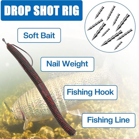 35pcs Nail Weights Kit Tungsten Insert Fishing Weights Sinkers Wacky Worm Nail Sinkers Pencil Weights for Bass Fishing Tackle in Various Sizes in Saudi Arabia
