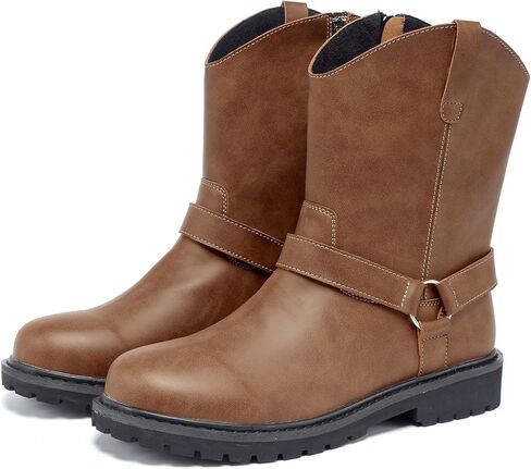 Men's Motorcycle Leather Boots, Men's Black Waterproof Low Heeled Riding Boots, Bicycle Boots, Wide Calf Cowboy Boots, Hiking Boots in Saudi Arabia