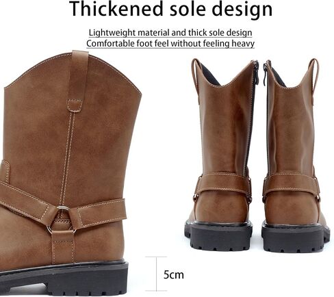 Men's Motorcycle Leather Boots, Men's Black Waterproof Low Heeled Riding Boots, Bicycle Boots, Wide Calf Cowboy Boots, Hiking Boots in Saudi Arabia
