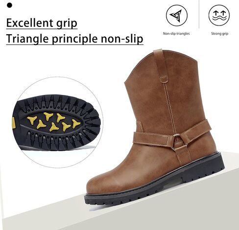 Men's Motorcycle Leather Boots, Men's Black Waterproof Low Heeled Riding Boots, Bicycle Boots, Wide Calf Cowboy Boots, Hiking Boots in Saudi Arabia