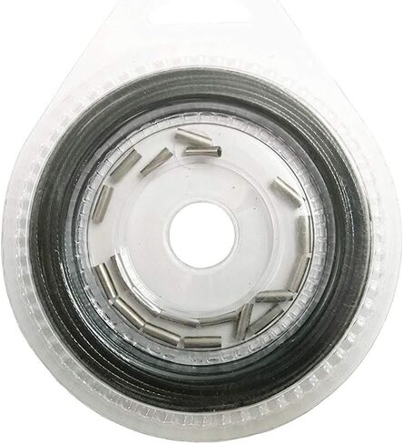 10LB-200LB Fishing line Wire Leader Vinyl Coated Stainless Steel Trace Lures Leader Wire 10 Meter,with 20pcs Crimps Sleeves,Black & Silver Select in Kuwait