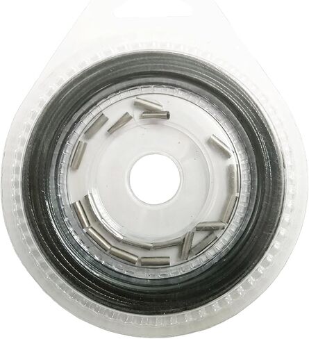 10LB-200LB Fishing line Wire Leader Vinyl Coated Stainless Steel Trace Lures Leader Wire 10 Meter,with 20pcs Crimps Sleeves,Black & Silver Select in Kuwait