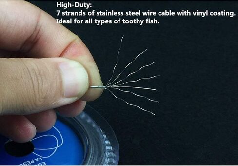 10LB-200LB Fishing line Wire Leader Vinyl Coated Stainless Steel Trace Lures Leader Wire 10 Meter,with 20pcs Crimps Sleeves,Black & Silver Select in Kuwait