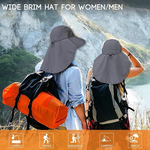 Sun Hats for Men Women with Neck Flap, Wide Brim UPF 50+ Sun Protection Summer Outdoor Fishing Hiking Gardening Unisex Hat in Saudi Arabia
