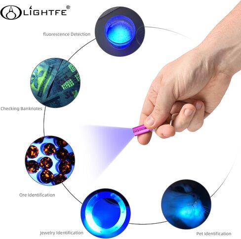 LIGHTFE UV MINI 01D Blacklight Flashlight 365nm keychain lamp, suitable for pet urine stains, stains, minerals, fluorescent agent detection, and currency art identification, etc in Saudi Arabia