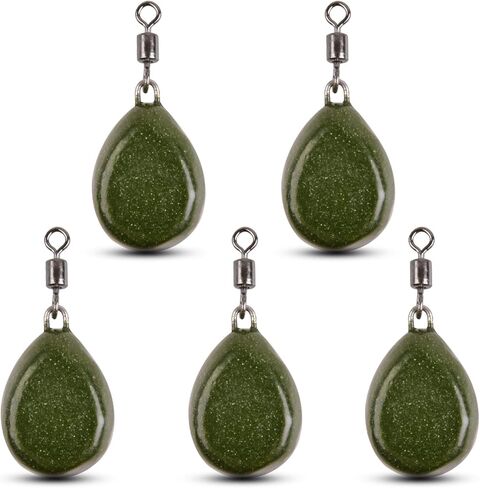 Carp Fishing Weights 2OZ Fishing Sinkers Coated Flat Pear Sinker Weight with Swivels Carp Fishing Equipment in Saudi Arabia