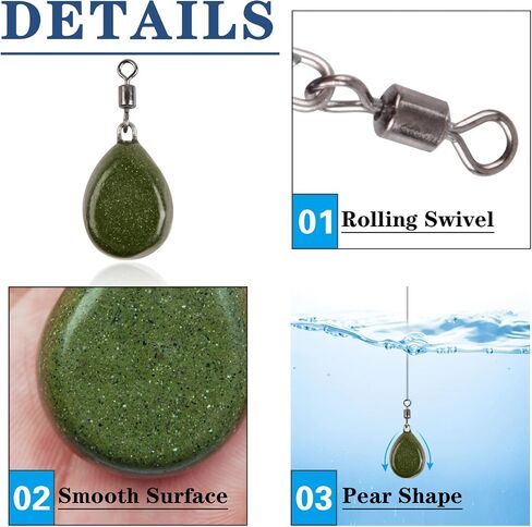 Carp Fishing Weights 2OZ Fishing Sinkers Coated Flat Pear Sinker Weight with Swivels Carp Fishing Equipment in Saudi Arabia