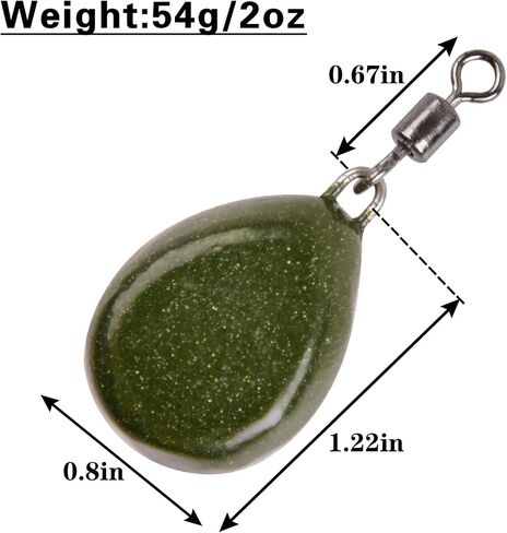 Carp Fishing Weights 2OZ Fishing Sinkers Coated Flat Pear Sinker Weight with Swivels Carp Fishing Equipment in Saudi Arabia