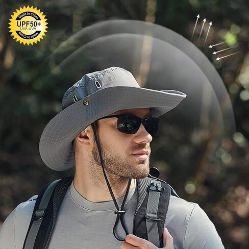 Peicees Wide Brim Fishing Hat for Men Womens Sun Bucket Hat UPF50+ Protection Waterproof Summer Boonie Hat Hiking Gardening in Saudi Arabia