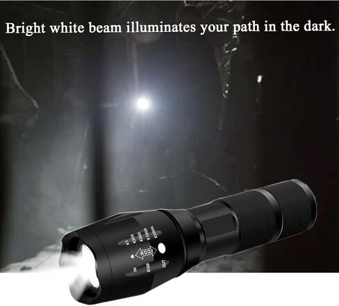 Bright Tactical Flashlight 5 Modes Zoomable Portable EDC Flashlight Handheld Flashlight for Camping Hiking Emergency, 2 Pack in Saudi Arabia
