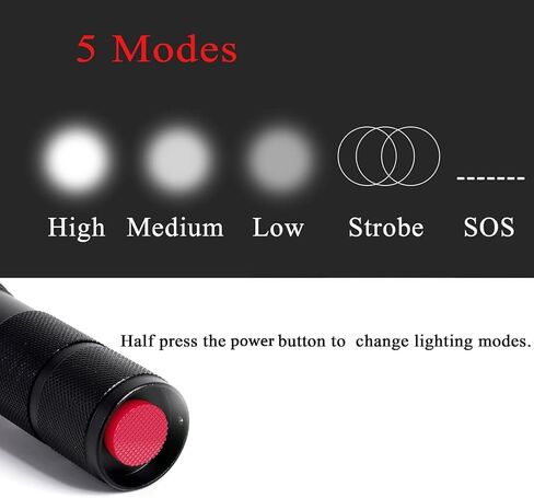 Bright Tactical Flashlight 5 Modes Zoomable Portable EDC Flashlight Handheld Flashlight for Camping Hiking Emergency, 2 Pack in Saudi Arabia