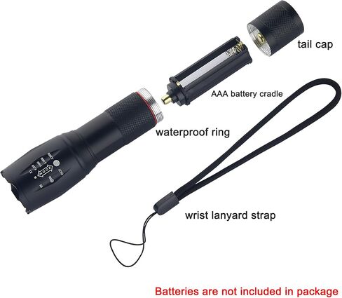 Bright Tactical Flashlight 5 Modes Zoomable Portable EDC Flashlight Handheld Flashlight for Camping Hiking Emergency, 2 Pack in Saudi Arabia