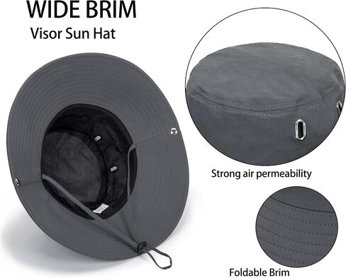 قبعات قابلة للتنفس ذات حافة واسعة للشمس قابلة للتعديل على الشاطئ والمشي لمسافات طويلة وصيد الأسماك في الهواء الطلق قبعة سفاري للنساء والرجال البالغين in Kuwait