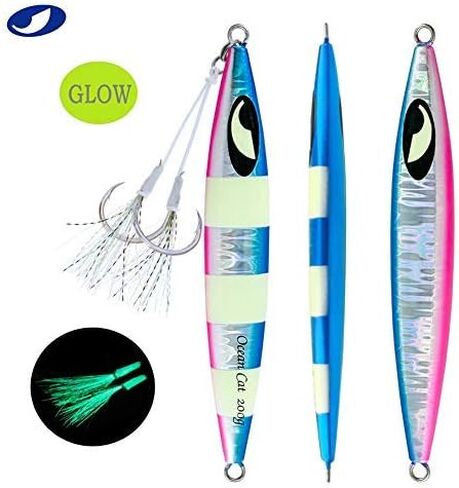 OCEAN CAT Lead Metal Flat Slow Fall Pitch Fishing Jigs Lures Sinking Vertical Jigging Bait with Butterfly Hook for Saltwater Fishing in Saudi Arabia