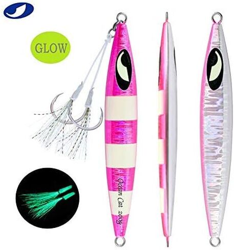 OCEAN CAT Lead Metal Flat Slow Fall Pitch Fishing Jigs Lures Sinking Vertical Jigging Bait with Butterfly Hook for Saltwater Fishing in Saudi Arabia