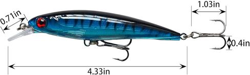 Minniow الصيد السحر Crankbaits مجموعة الصيد الطعوم الصلبة الحياة مثل السباحة طعم الصيد Topwater إغراء مع عيون الصيد ثلاثية الأبعاد، السنانير ثلاثية قوية للمياه المالحة المياه العذبة in Kuwait