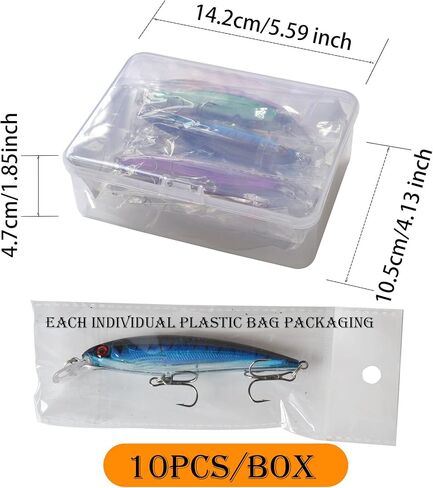 Minniow الصيد السحر Crankbaits مجموعة الصيد الطعوم الصلبة الحياة مثل السباحة طعم الصيد Topwater إغراء مع عيون الصيد ثلاثية الأبعاد، السنانير ثلاثية قوية للمياه المالحة المياه العذبة in Kuwait