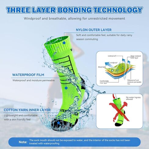 LEOSTEP Green Waterproof Socks for Men and Women,Outdoor Breathable Socks for Fish, Skating, Skiing, Camping, Cycling in Kuwait