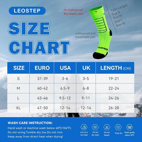 LEOSTEP Green Waterproof Socks for Men and Women,Outdoor Breathable Socks for Fish, Skating, Skiing, Camping, Cycling in Kuwait