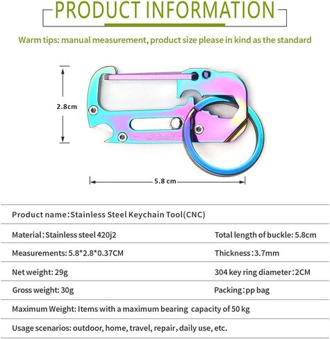 9 in 1 Mini Keychain Multitool with Outer Hexagon Wrench Bottle Opener Pocket Car Keychain Suitable for Outdoor/Home Sandblasting Color in Saudi Arabia