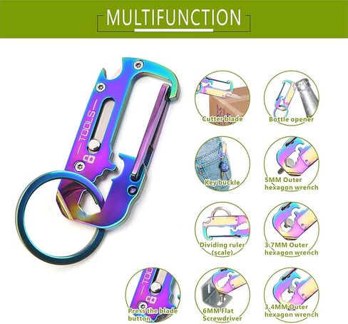 9 in 1 Mini Keychain Multitool with Outer Hexagon Wrench Bottle Opener Pocket Car Keychain Suitable for Outdoor/Home Sandblasting Color in Saudi Arabia