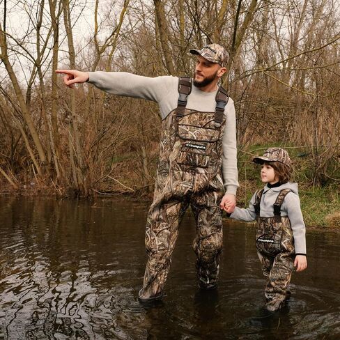 Neoprene Chest Waders for Kids and Adults, BootFoot, Fishing & Hunting with a Camouflage Caps, and a Wader Hanger in Saudi Arabia