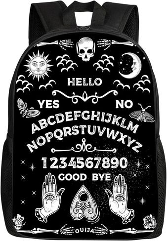 Vintage Skeleton Magic Ouija Board Sun Moon Backpack Big Capacity Multipurpose Bookbag Backpack - Spirit Witch Board Black Gothic Goth Occult, Boys Girls Gift, Travel Hiking Rucksack, 17 Inch in Saudi Arabia
