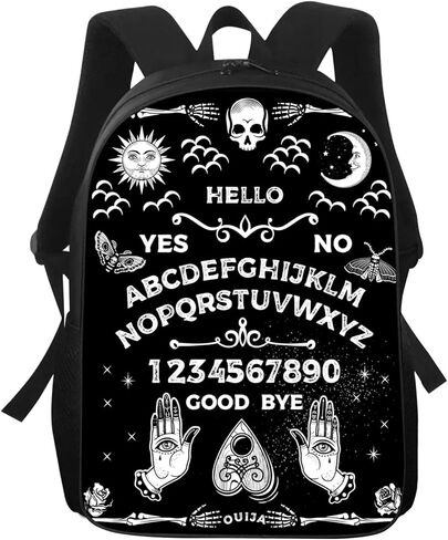 Vintage Skeleton Magic Ouija Board Sun Moon Backpack Big Capacity Multipurpose Bookbag Backpack - Spirit Witch Board Black Gothic Goth Occult, Boys Girls Gift, Travel Hiking Rucksack, 17 Inch in Saudi Arabia