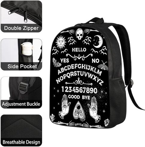 Vintage Skeleton Magic Ouija Board Sun Moon Backpack Big Capacity Multipurpose Bookbag Backpack - Spirit Witch Board Black Gothic Goth Occult, Boys Girls Gift, Travel Hiking Rucksack, 17 Inch in Saudi Arabia