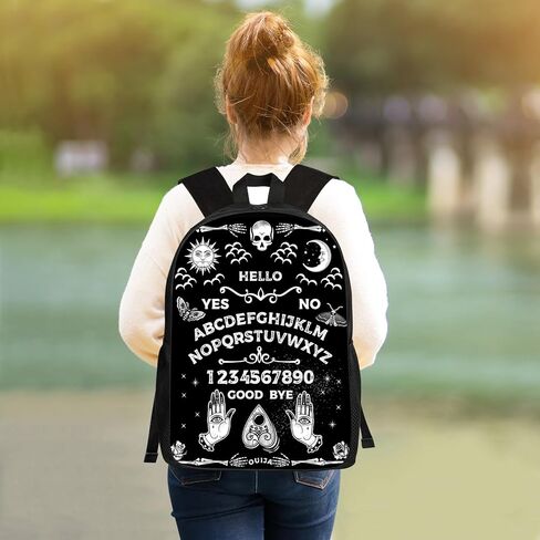 Vintage Skeleton Magic Ouija Board Sun Moon Backpack Big Capacity Multipurpose Bookbag Backpack - Spirit Witch Board Black Gothic Goth Occult, Boys Girls Gift, Travel Hiking Rucksack, 17 Inch in Saudi Arabia