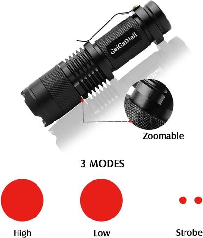 Red Light Flashlight 3 Mode Tactical Zoomable LED Red Torch for Night Vision Fishing Hunting Astronomy Astrophotography in Saudi Arabia