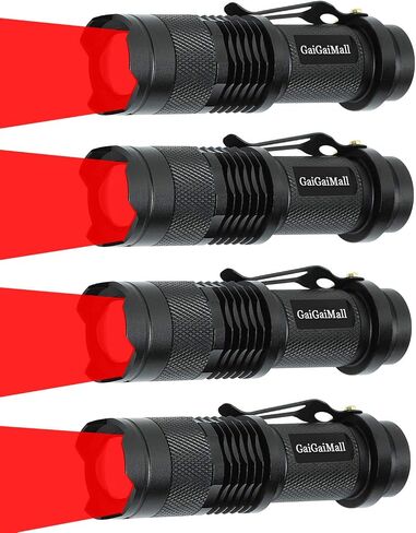 Red Light Flashlight 3 Mode Tactical Zoomable LED Red Torch for Night Vision Fishing Hunting Astronomy Astrophotography in Saudi Arabia