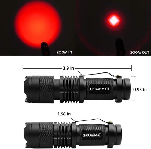 Red Light Flashlight 3 Mode Tactical Zoomable LED Red Torch for Night Vision Fishing Hunting Astronomy Astrophotography in Saudi Arabia