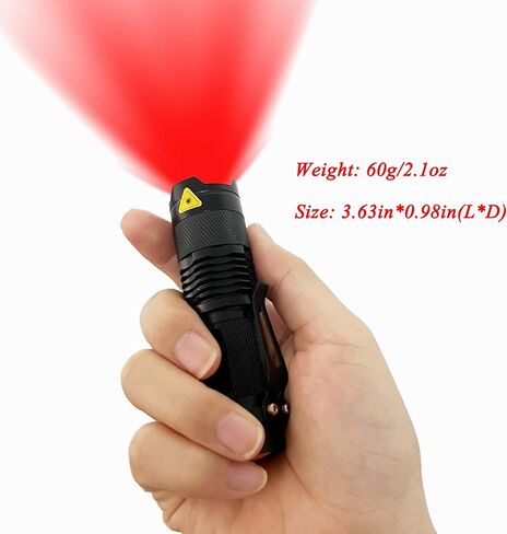 Red Light Flashlight 3 Mode Tactical Zoomable LED Red Torch for Night Vision Fishing Hunting Astronomy Astrophotography in Saudi Arabia