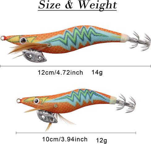 Squid Jig Saltwater Glow Squid Lures, 5/10pcs Luminous Shrimp Prawn Lures Atrificial 3D Fluorescent Squid Jigs Cuttlefish Sleeve Octopus Jig Tackle Size 2.5 3 in Saudi Arabia