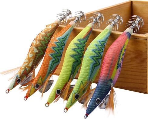 Squid Jig Saltwater Glow Squid Lures, 5/10pcs Luminous Shrimp Prawn Lures Atrificial 3D Fluorescent Squid Jigs Cuttlefish Sleeve Octopus Jig Tackle Size 2.5 3 in Saudi Arabia