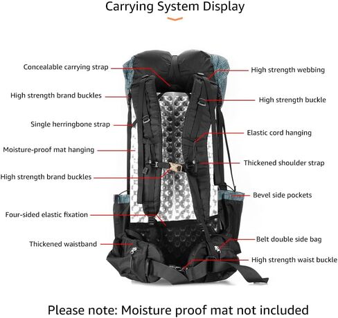 3FULGEAR QiDian Hiking Backpack for Men Women 56L(40+16) Lightweight Outdoor Camping Bag Trekking Daypack (Green) in Saudi Arabia