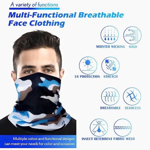 12 pcs Breathable Neck Gaiter Face Scarf Mask for Men Women Sun Protection Bandana Hiking, Cycling, Sports, Fishing in Saudi Arabia
