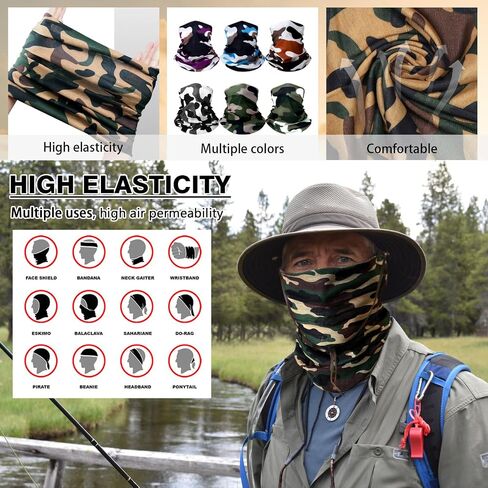 12 pcs Breathable Neck Gaiter Face Scarf Mask for Men Women Sun Protection Bandana Hiking, Cycling, Sports, Fishing in Saudi Arabia