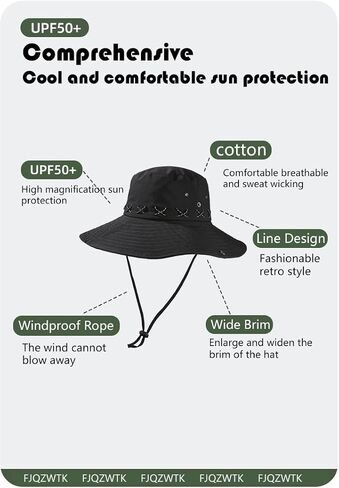 Western Sun Hat Wide Brim Bucket Hat for Women Men Boonie Hat Beach Hats Hiking in Saudi Arabia