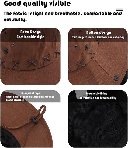 Western Sun Hat Wide Brim Bucket Hat for Women Men Boonie Hat Beach Hats Hiking in Saudi Arabia